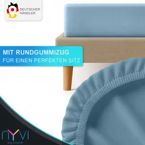 Простыня на резинке из высококачественного джерси для матрасов глубиной до 25 см - 100% суперчесаный хлопок, 140 г/м², на резинке по всему периметру, цвет: серебристый, размер: 90-100 х 200 см (комплект из 2 шт.) NYVI