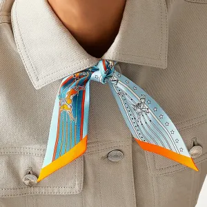 HERMES Twilly Silk Scarves Women's Blue