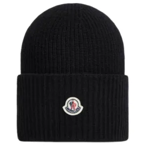 Шапка вязаная с логотипом Moncler, черный
