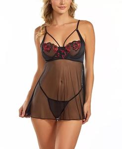 Женское нижнее белье красного цвета с цветочной вышивкой, комплект из 2 предметов iCollection, мультиколор