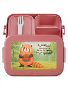 Mr. & Mrs. Panda Бенто-бокс с изображением красной панды и надписью пастельно-красного цвета