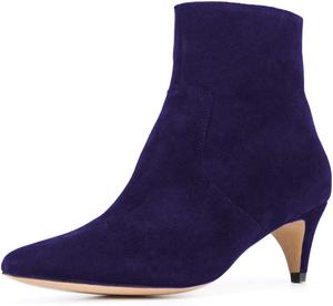 Женские ботильоны XYD с острым носком, низким каблуком-китеном, классической боковой молнией, элегантные зимние туфли для девушек, Midnight Blue