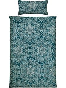 Тонкое фланелевое постельное белье синего цвета Erwin Müller, 155 x 200 + 80 x 80 см