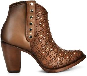 Женские кожаные ботильоны Cuadra с кристаллами Swarovski и молнией, коричневые