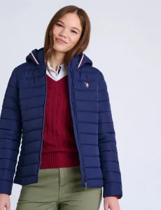 Куртка U.S. Polo Assn Signature Stripe Puffer With Hood, темно-синий