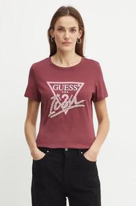 Футболка Guess из хлопка, гранатовый