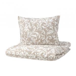 Комплект постельного белья Ikea, 150x200/50x80 см, Varbracka, 2 предмета, бежевый/белый