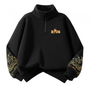 Детский свитшот с полуоткрытым воротником Moderate WARRIOR, [fleece-lined]черный/new year's eve k+h left sleeve embossed k+h right sleeve золото-stamped k