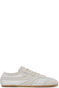 Белые и бежевые замшевые кроссовки Dries Van Noten