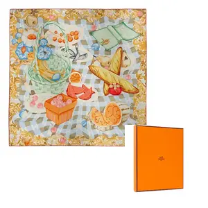 HERMES Шёлковый шарф, Aqua Green/Beige