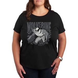 Футболка с монохромным принтом Wolverine Plus size Marvel