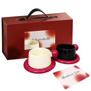 Кофейный набор Kawasimaya CJ-244-01, 2 чашки 2 блюдца, черный/белый