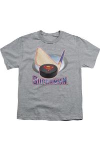 Футболка с коротким рукавом для детей с хоккейной клюшкой Superman Gildan, Athletic Heather