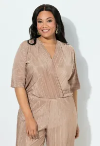 Блузка plissee vausschnitt wickeloptik halbarm Ulla Popken, Light Brown