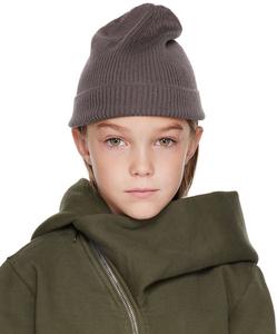 Детская серая вязаная шапка в рубчик Rick Owens