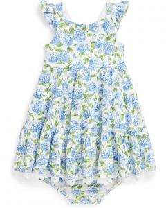 Платье Polo Ralph Lauren Kids Floral Cotton Mesh Dress & Bloomer, цвет Mini Hydrangea/Nevis Pony Player