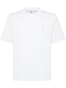 Brunello Cucinelli футболка с вышитым логотипом, белый