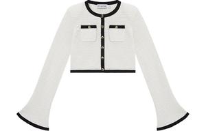 Кардиган с пуговицами для автопортрета в технике вязания крючком Self-portrait, белый