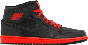 Кроссовки Air Jordan 1 Retro Mid Black Infrared, черный