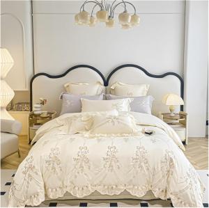 Generic Комплект постельного белья V-intage хлопковый с цветочным принтом Rose Flowers и вышивкой по краю