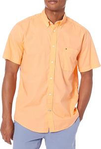 Мужская рубашка Tommy Hilfiger с коротким рукавом и застежкой на пуговицы, Canteloupe