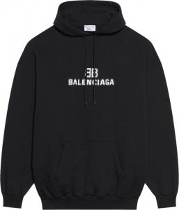 Худи Balenciaga BB Pixel Medium Fit Hoodie 'Black/White', черный
