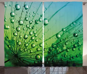 Шторы ABAKUHAUS в деревенском стиле с цветочным рисунком, фото семян одуванчика, универсальные ленточные шторы для гостиной с петлями и крючками, 280 x 175 см, цвет папоротника Abakuhaus