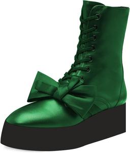 Женские ботильоны YDN с округлым носком, на платформе и низком каблуке, с завязками и молнией, теплые, на осень и зиму, размер 4-15 US, Green