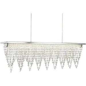 Подвесной светильник Drape LED Bar Pendant - хромированный металл и прозрачный кристалл LED-модуль 1 шт. нейтральный белый Searchlight, хром/прозрачный