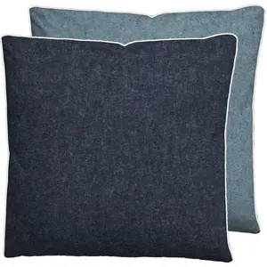 Наволочка Hermal Фланель с молнией, меланжевая оптика, двусторонняя наволочка Мягкая фланель, сертифицировано Made in Germany, уютная и мягкая, с кантом Biberna, синий