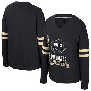 Женская футболка Colorado Buffaloes с V-образным вырезом, фиолетовая, в стиле оверсайз Colosseum