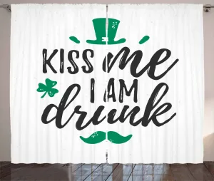 Штора ABAKUHAUS Поцелуй меня в деревенском стиле, шляпа ирландского лепрекона, присборенная штора из тесьмы для спальни с петлями и крючками, 280 x 225 см, цвет морской волны, белый и черный Abakuhaus