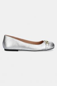 Кожаные балетки Love Moschino, серебряный