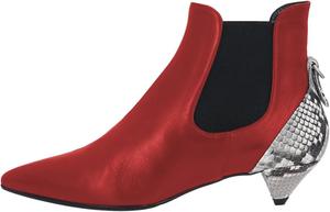 Женские ботильоны FOWT с заостренным носком, лоскутной отделкой и змеиным принтом, на низком каблуке, с эластичной вставкой в стиле Челси, удобные модные ботинки, размеры US 4-16, Red