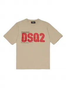 Футболка с круглым вырезом и логотипом Dsquared2 Kids, бежевый