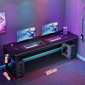 Стол для геймеров Xinmeikai для двоих, компьютерный стол для дома, письменный стол для спальни, офисный стол, комбинация стола для стримеров, 220*60*74 см, улучшенный USB, стул не входит в комплект