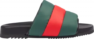Сандалии Gucci Padded Web Slide Green Red, зеленый