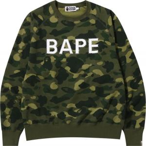 Толстовка BAPE Color Camo Crystal Stone Relaxed Fit Crewneck 'Green', зеленый