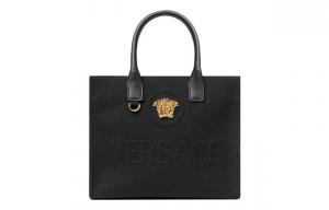 FANSIZHE Сумка-тоут La Medusa из хлопка и телячьей кожи Шоппер Плечевая сумка Кроссбод Клатч Женская Черная VERSACE