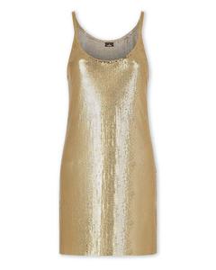 Майка-платье Mini Dress с сетчатыми вставками Rabanne, золотой