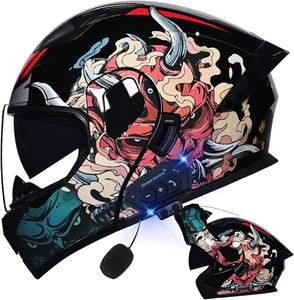 Шлем мотоциклетный AAREG Bluetooth с двойным козырьком, черный