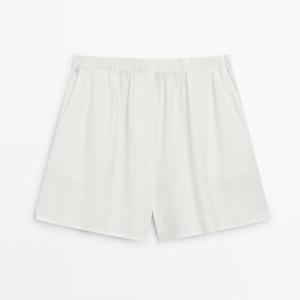 Шорты-бермуды Massimo Dutti Linen Blend Total Look Short, белый