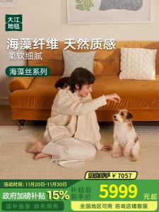 Dajiang Ковер 300х400 см для гостиной/спальни из водорослевого волокна, моющийся, с премиальным видом