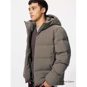 Пуховая куртка Uniqlo с капюшоном, 37 коричнево-серый