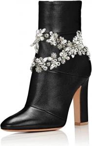 Женские винтажные ботильоны FSJ на толстом высоком каблуке с заостренным носком и боковой молнией, зимние обувь, размеры 4-15 US, Black Rhinestone