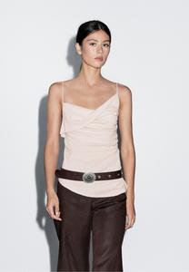 Топ Massimo Dutti STRAPPY ASYMMETRIC NECK, Beige