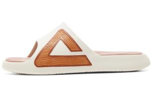 Женские слайдеры из холста белого цвета с коричневым пиком Taifei, холст белый/ирисовый коричневый