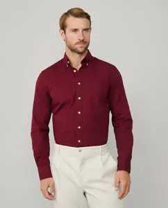 Мужская рубашка Oxford классического кроя, окрашенная после пошива Hackett, бордовый
