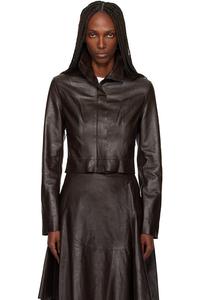 Our Legacy Коричневая кожаная куртка со скрытым креплением