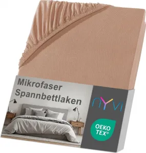 Простыня на резинке DreamScience Microfiber 180x200 - 200x200 см, цвет "нуга", для матрасов высотой до 22 см - мягкая и эластичная, эластичная по всей поверхности, не требует глажки. NYVI